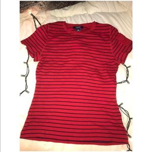 Red with black stripes Chap shirt